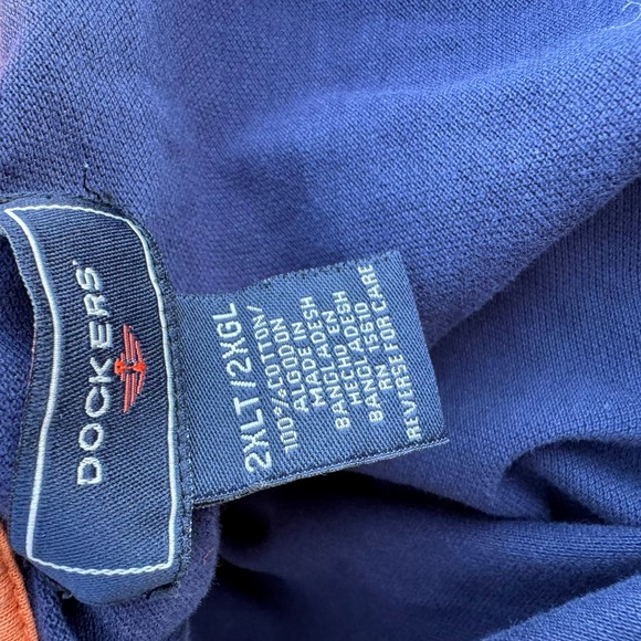 Dockers Men's Navy Blue Short Sleeve Collared Golf Polo Shirt Size2XLT - Picture 4 of 4